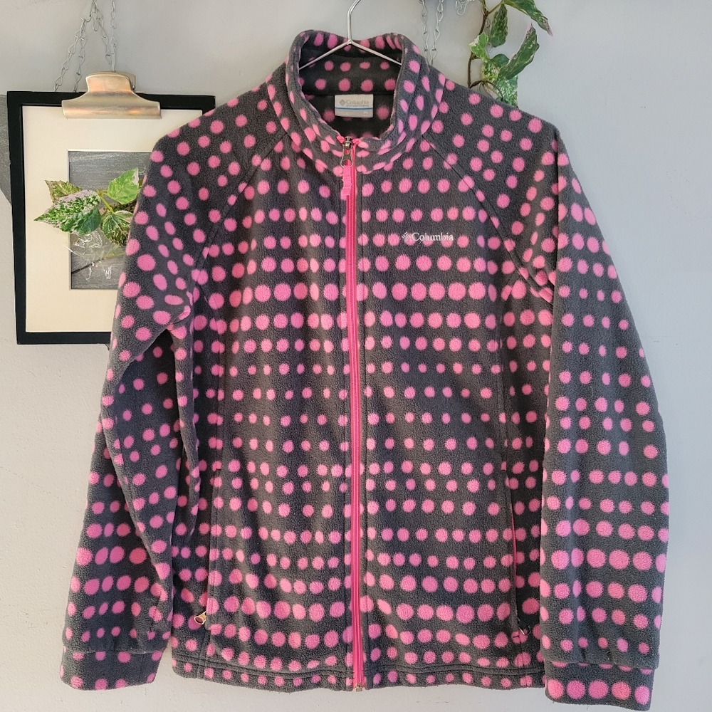 Columbia Girl's‎ Benton Springs Polka Dot Fleece Zip Up Jacket XL